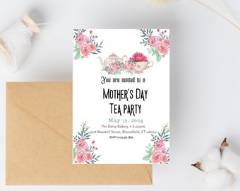 Floral Mother's Day Tea Party Invitation