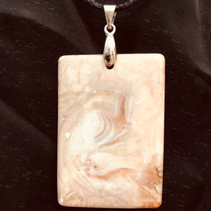 Brown and cream rectangular necklace