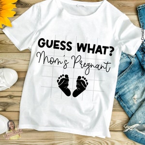 Adivina qué mamá está embarazada SVG / Anuncio de embarazo - Diseño de camisa personalizado / Mamá perro y mamá actual amigable