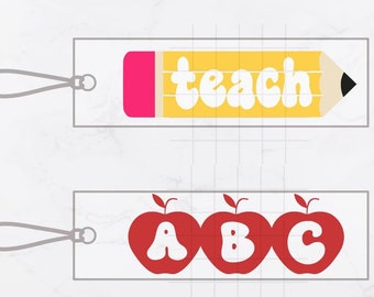 Zakładka dla nauczyciela SVG | Projekty Pencil & Apple (pobranie cyfrowe)