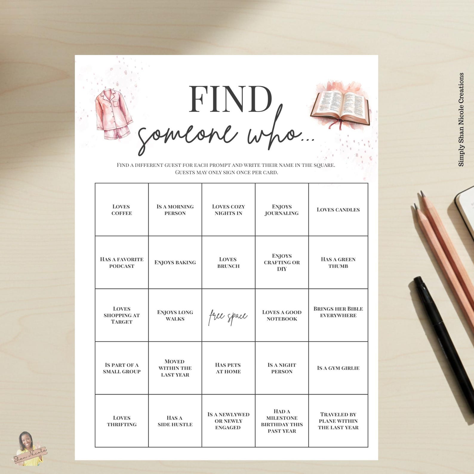Jesus and Jammies Bingo | Women's Ministry Icebreaker Game (canva ...