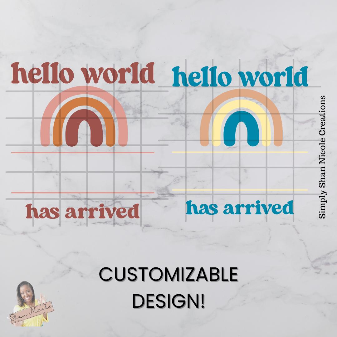 Hello World SVG - Birth Announcement SVG | Customizable Baby Bodysuit ...