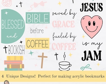 Christian Bookmark SVG | Retro Designs, Acrylic Bookmark PNG (Digital Files)