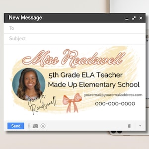 Email Signature Canva Template | Custom Signature for Teachers and Professionals | Editable Digital Email Signature Template