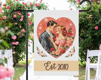 Personalized Date Wedding Anniversary Valentine Garden Flag