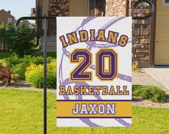 Personalized Basketball Garden Flag - Custom Player Name, Number & School Colors