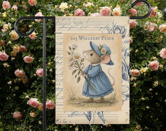 Personalized Vintage Mouse Garden Flag – Custom Address or Family Name