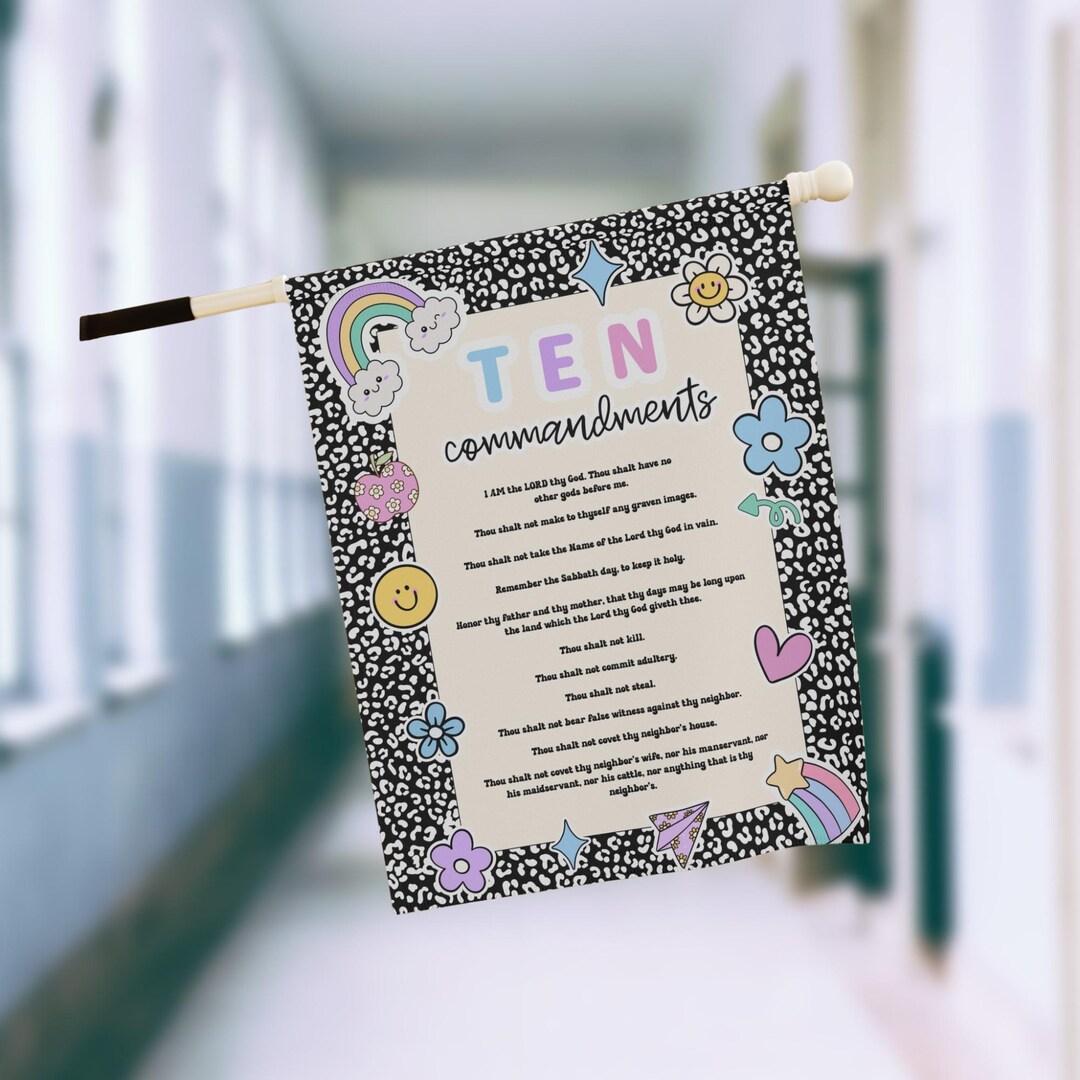 Ten Commandments Classroom Banner: Christian School Decor, Texas SB10 ...
