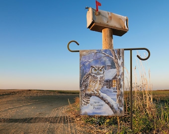 Personalized Address Garden Flag: Owl In Snow