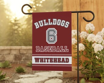 Personalized Baseball Garden Flag: Maroon, Gray, White