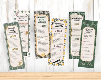 Newbery Medal Winners Reading Log Bookmarks Set - Digital Download