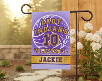 Personalized Volleyball Garden Flag - Custom Player Name, Number & School Colors