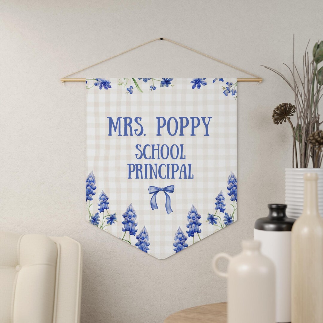 Personalized Bluebonnet Wall Banner: Custom School Principal Office ...