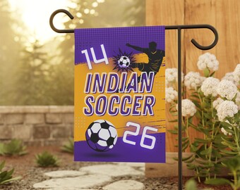 Personalized Soccer Garden Flag - Custom Players Name, Number & School Colors