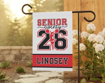 Class of 2026 Garden Flag, Personalized Name Senior Yard Flag Red Black