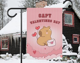 Capybara Valentine Garden Flag