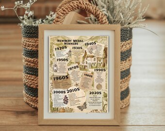 Newbery Award Whimsical Book Tracker- 8.5" x 11" Digital Download