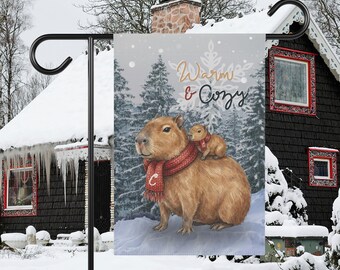 Warm and Cozy Capybara Garden Flag