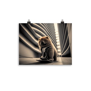 Skateboarding Chow Chow Wall Print
