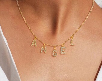 Personalized Letter Diamond Necklace • Custom Name Necklace • Trending Name Initial Necklace • Dainty Necklace • Diamond Necklace