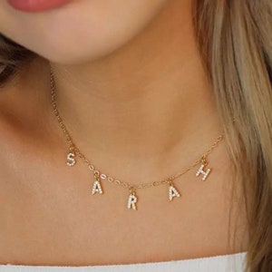 Pave Letter Necklace • Pave Name Necklace • Personalized Letter Necklace • Perfect for Your Minimalist Look • Gifts for Mom • Gift for Her