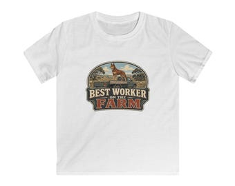 Camiseta infantil Kelpie Working Dog: Insignia de trabajador en la granja