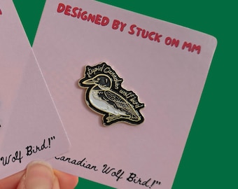 Special Edition Gold Stupid Canadian Wolf Bird Enamel Pin / 1.25” / Heated Rivalry