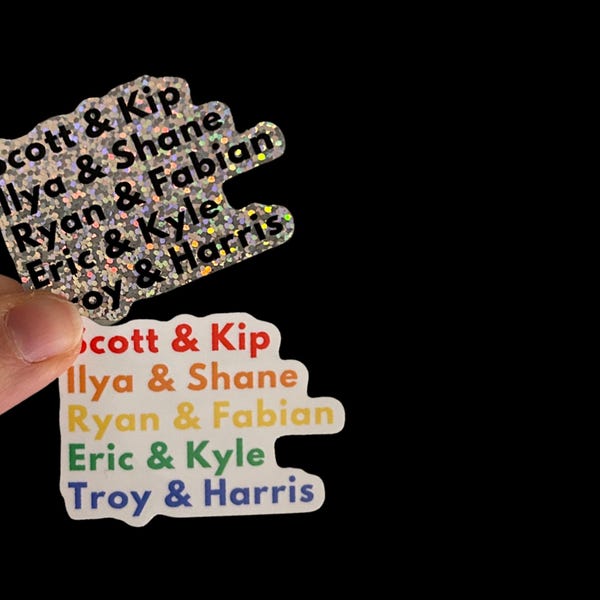 Dúo de pegatinas brillantes y con purpurina de Game Changers Universe / Parejas de Game Changers / Ilya + Shane / Scott + Kip / Troy + Harris / Rivalidad acalorada