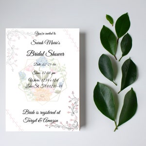 Floral pastel bridal shower invitations