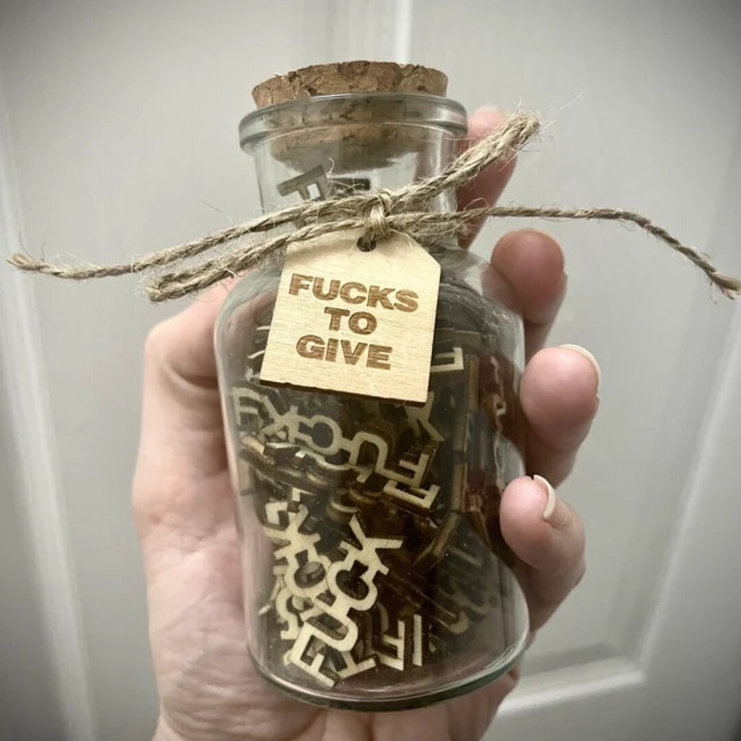 300 PCS Wooden Fucks To Give - Funny Gag Gift Jar With Letter Pieces For Stress Relief & Office Decor