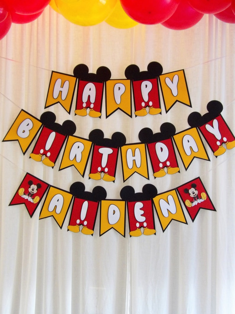 Mickey Mouse Birthday Banner - Etsy