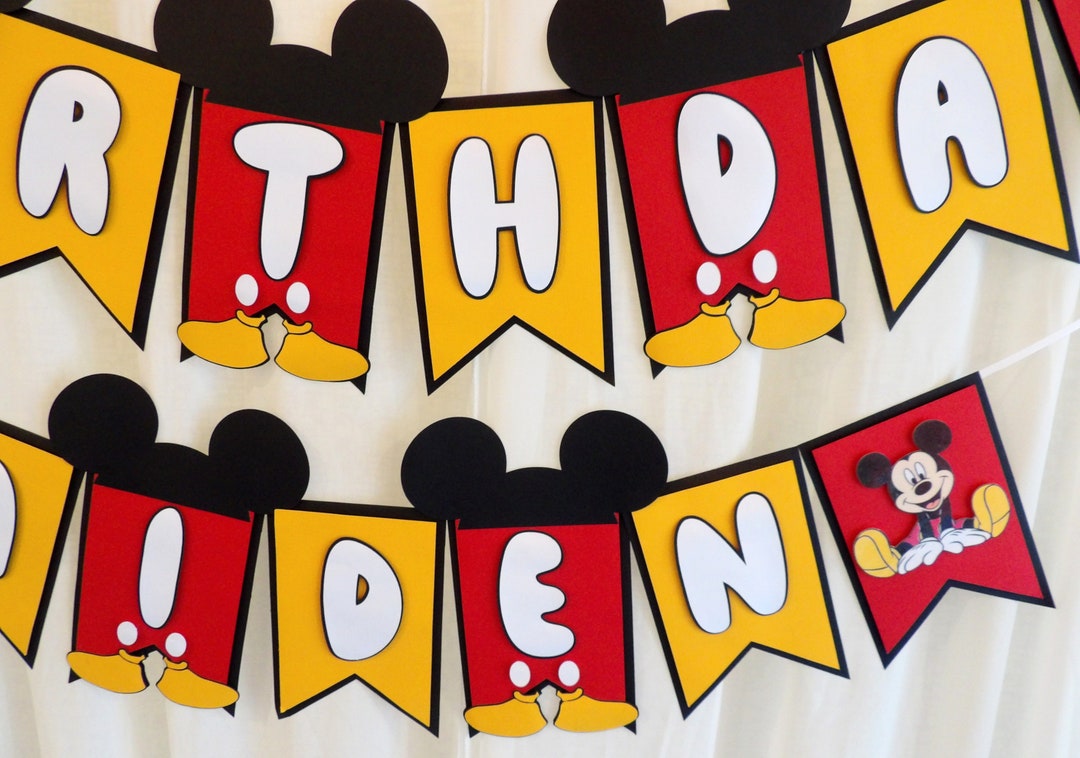 Mickey Mouse Birthday Banner - Etsy