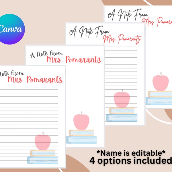 Teacher Notepad | Personalized Digital Template | Back to School | Teacher Appreciation Gift