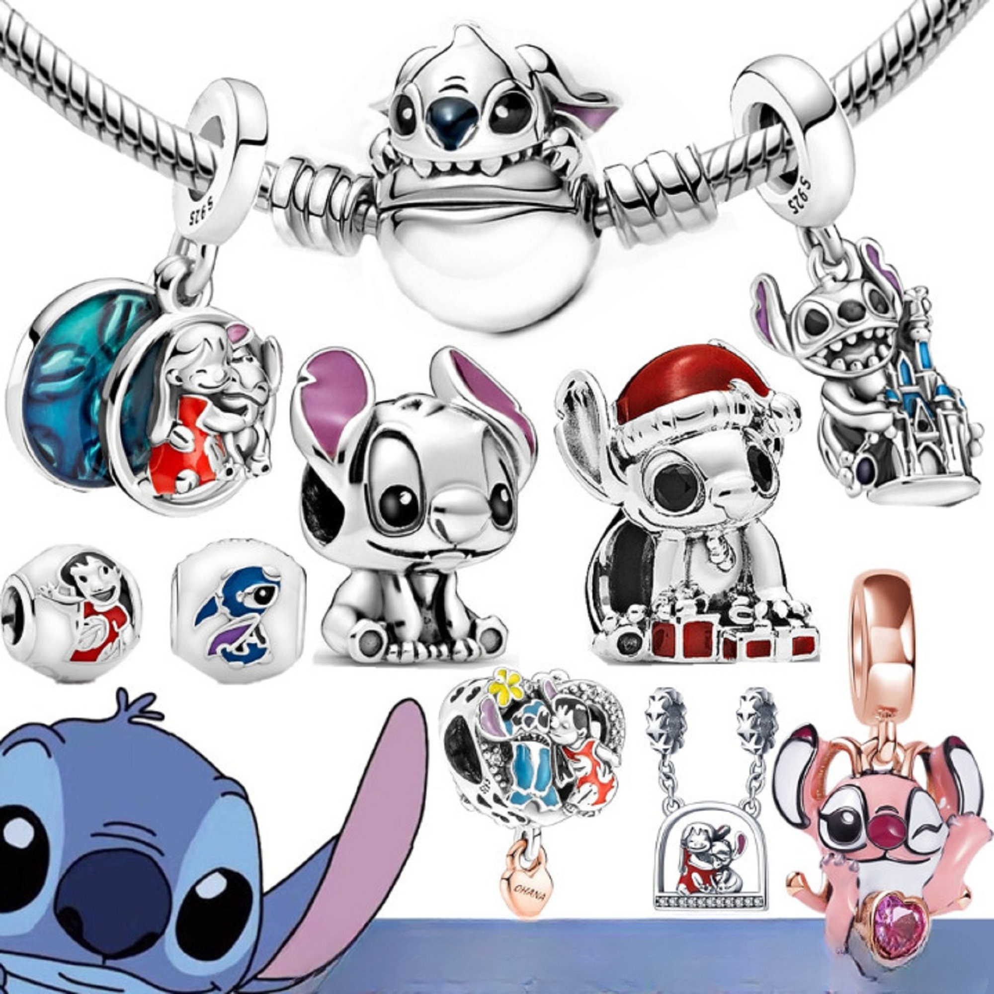 Cartoon Lilo & Stitch Charm Fit Bracelet Silver 925 Original Bead Charms for Jewelry Making Gift Best Gift for Him