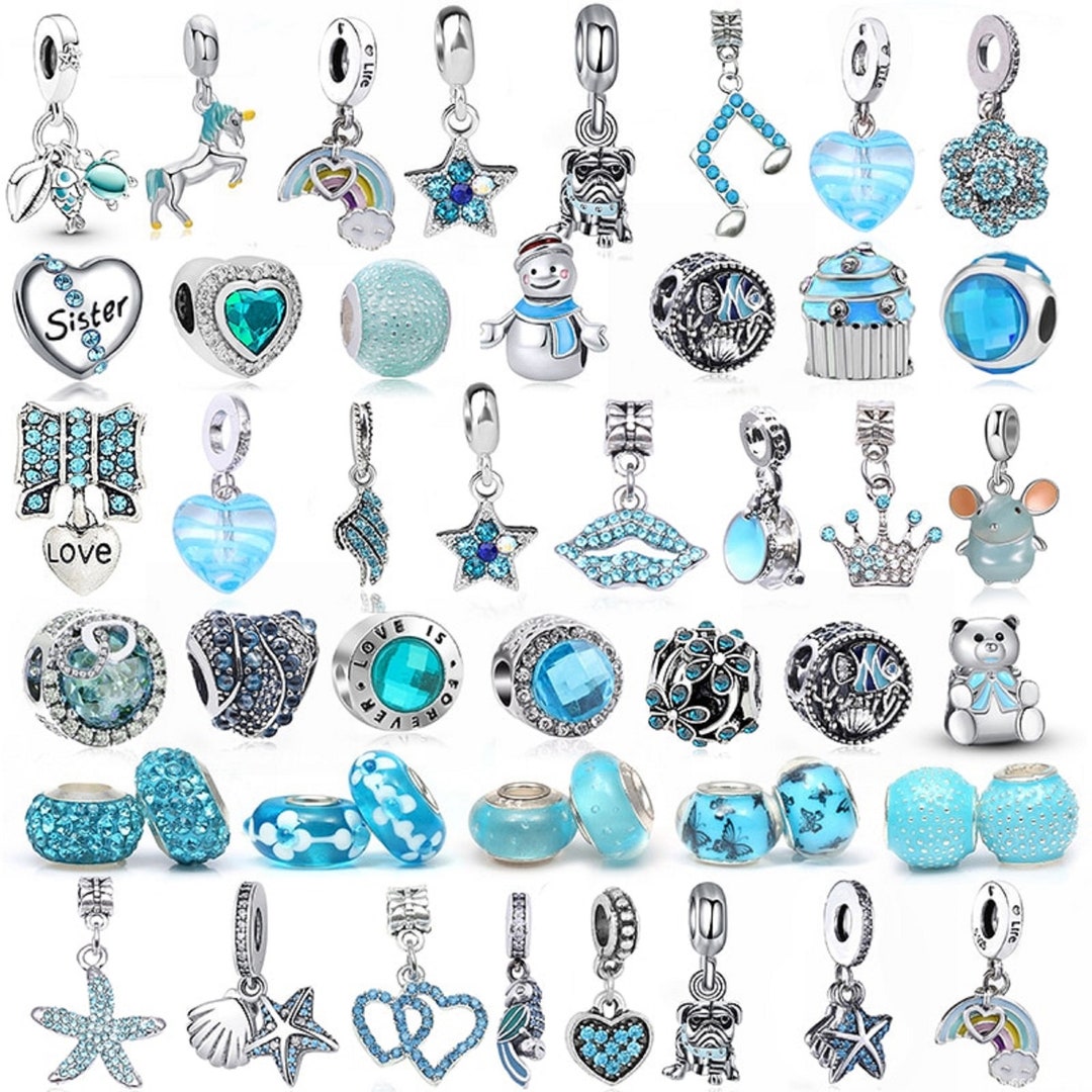 2pcs/lot Charm Blue Color Collection Beaded Fashion Exquisite Charm