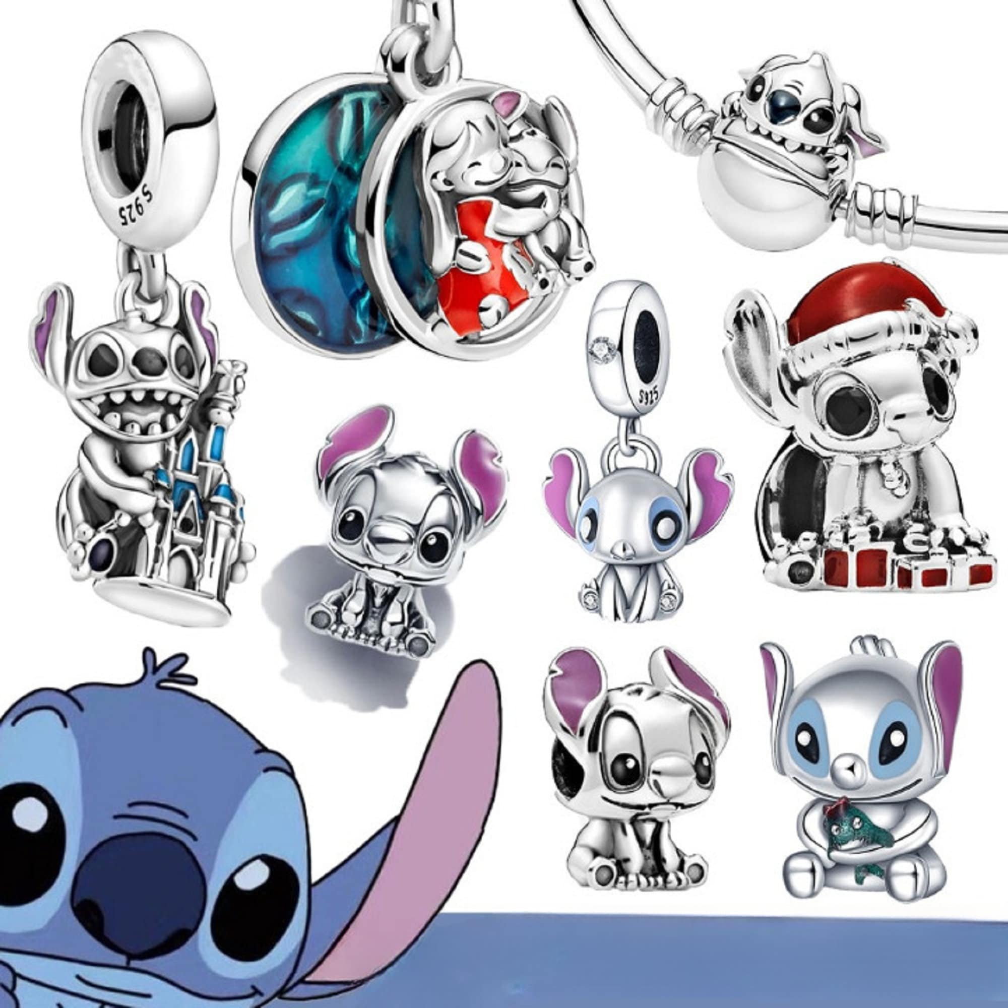 Lilo & Stitch Charm, 100% 925 Sterling Silver With Mixed Enamel