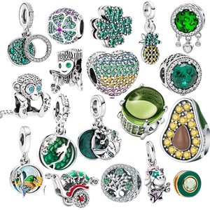 925 Sterling Silver Green Series Flower Tree Apple Pendant DIY fine beads Fit Original Charms Bracelet Women Jewelry