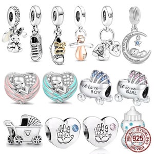 Silver 925 Sleeping Baby Wrapped in Angel Wings Little Shoes Feeder Pendant Charm Bead Fit Original charms Bracelet DIY Jewelry gifts