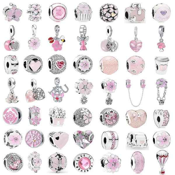 Neue Mode-Charme Original Pink Sammlung Vogel Fünf Blütenblätter Blume Schmetterling Perlen für Original Charme Damen Armband Schmuck