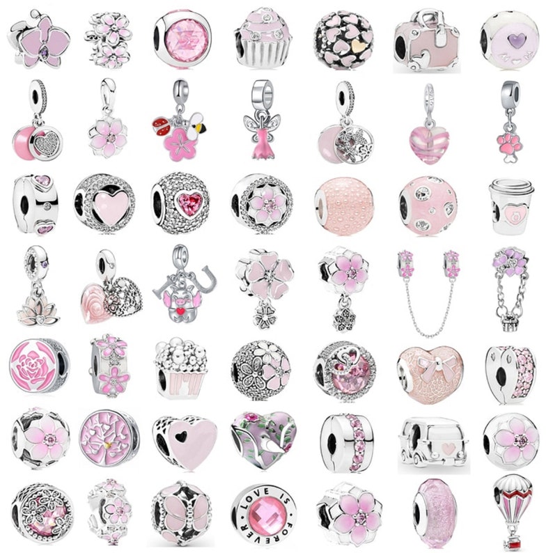Neue Mode-Charme Original Pink Sammlung Vogel Fünf Blütenblätter Blume Schmetterling Perlen für Original Charme Damen Armband Schmuck Bild 1