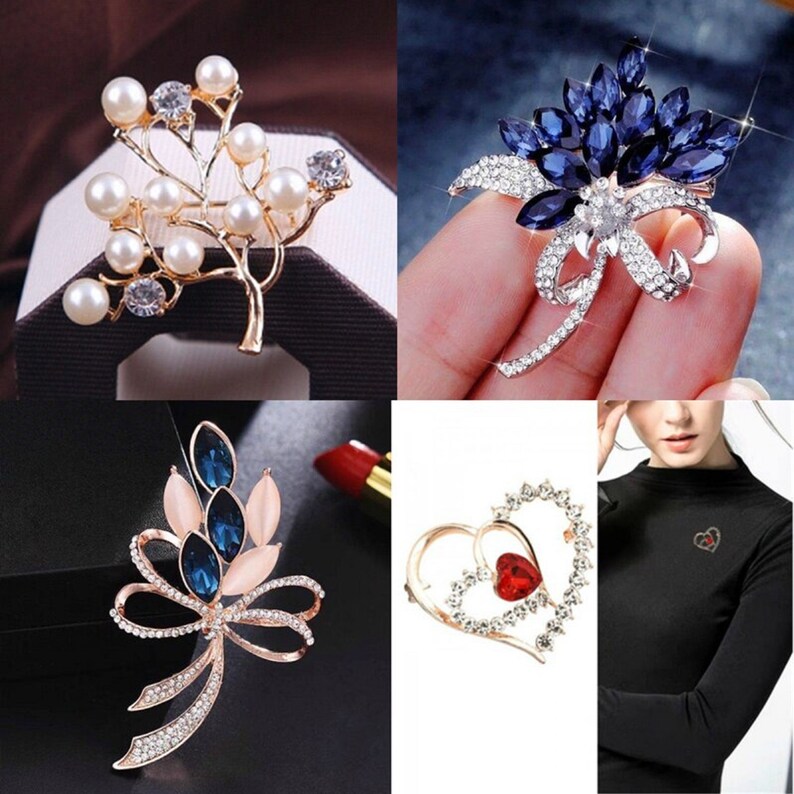 Schleifen Brosche Strass Blumen Broschen Für Frauen Große Bowknot Brosche Pin Einfache Modeschmuck Hochzeit Pin Corsage Accessoires Bild 3