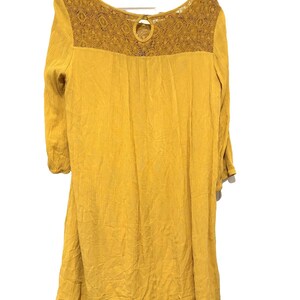 Anthropologie Naif size XL mustard yellow shift dress crocheting #3525 Bild 2