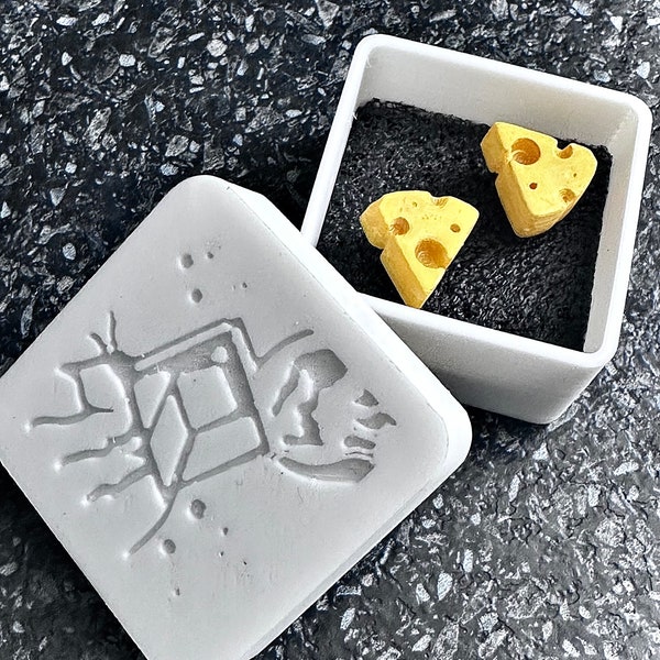 Cheese Lovers Stud Earrings - Unique Handcrafted & 3D Printed Jewelry - Perfect for Quirky Accessory Enthusiasts"