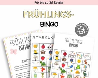 Bingo für den Frühling | Druckvorlage zum Selberdrucken | Bingospiel für Kinder | Frühlingsbingo digitaler Download | Frühling Lotto