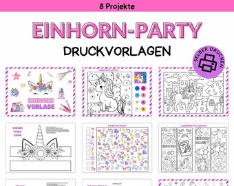 Plantilla de manualidades de unicornio para niños | Plantilla de impresión para imprimir usted mismo | Manualidades para niños | Cumpleaños infantil | Descarga digital de ideas artesanales