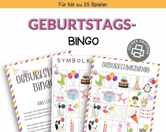 Bingo for the birthday | Printable template for printing yourself | Bingo game for children | Birthday bingo digital download | Party game