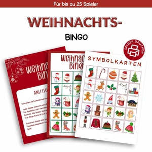 Bingo für Weihnachten | Druckvorlage zum Selberdrucken | Bingospiel für Kinder | Weihnachtsbingo digitaler Download