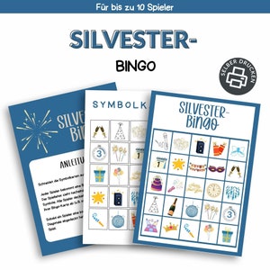 Bingo für Silvester | Druckvorlage zum Selberdrucken | Bingospiel für Kinder | Silvesterbingo digitaler Download | Neujahr Lotto