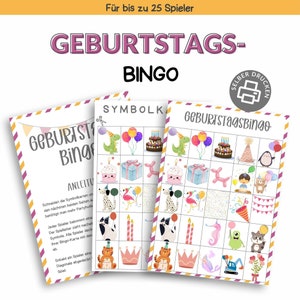 Bingo para tu cumpleaños | Plantilla de impresión para imprimir usted mismo | Juego de bingo para niños | Descarga digital de bingo de cumpleaños ? juego de fiesta
