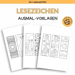 Plantillas para colorear marcapáginas para niños | Plantilla de impresión para imprimir usted mismo | Manualidades para niños | Descarga digital de ideas artesanales